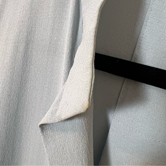 Eileen Fisher Silk Georgette Crepe Stand Collar Top in Frost Blue - Picture 7 of 11